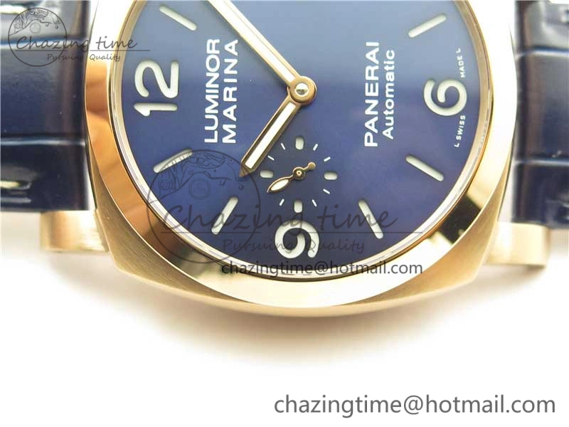 PAM1112 V GMT RG VSF 1:1 Best Edition Blue Dial on Blue Leather Strap P.9011 Super Clone Lightweight 8402