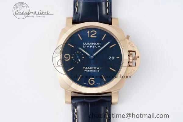 PAM1114 VSF 1:1 Best Edition Black Dial on Blue Leather Strap P Durable 8355