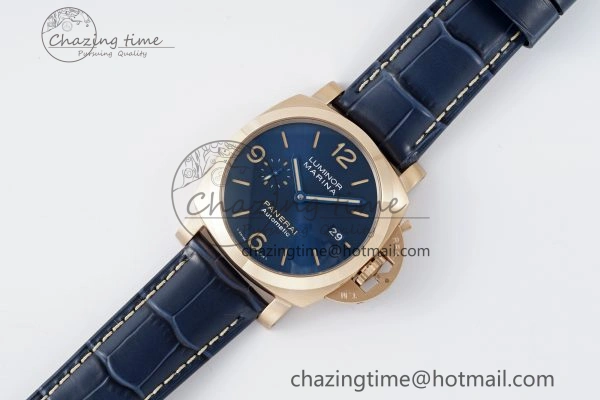 PAM1114 VSF 1:1 Best Edition Black Dial on Blue Leather Strap P Durable 8355