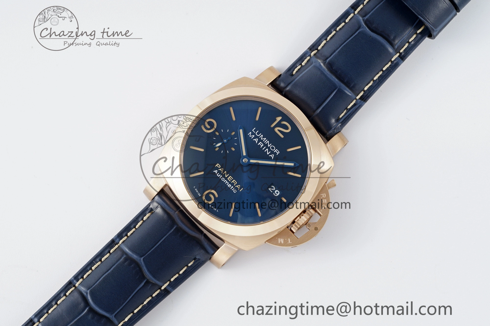 PAM1114 VSF 1:1 Best Edition Black Dial on Blue Leather Strap P Durable 8355