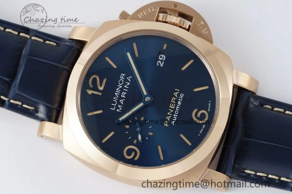 PAM1114 VSF 1:1 Best Edition Black Dial on Blue Leather Strap P Durable 8355