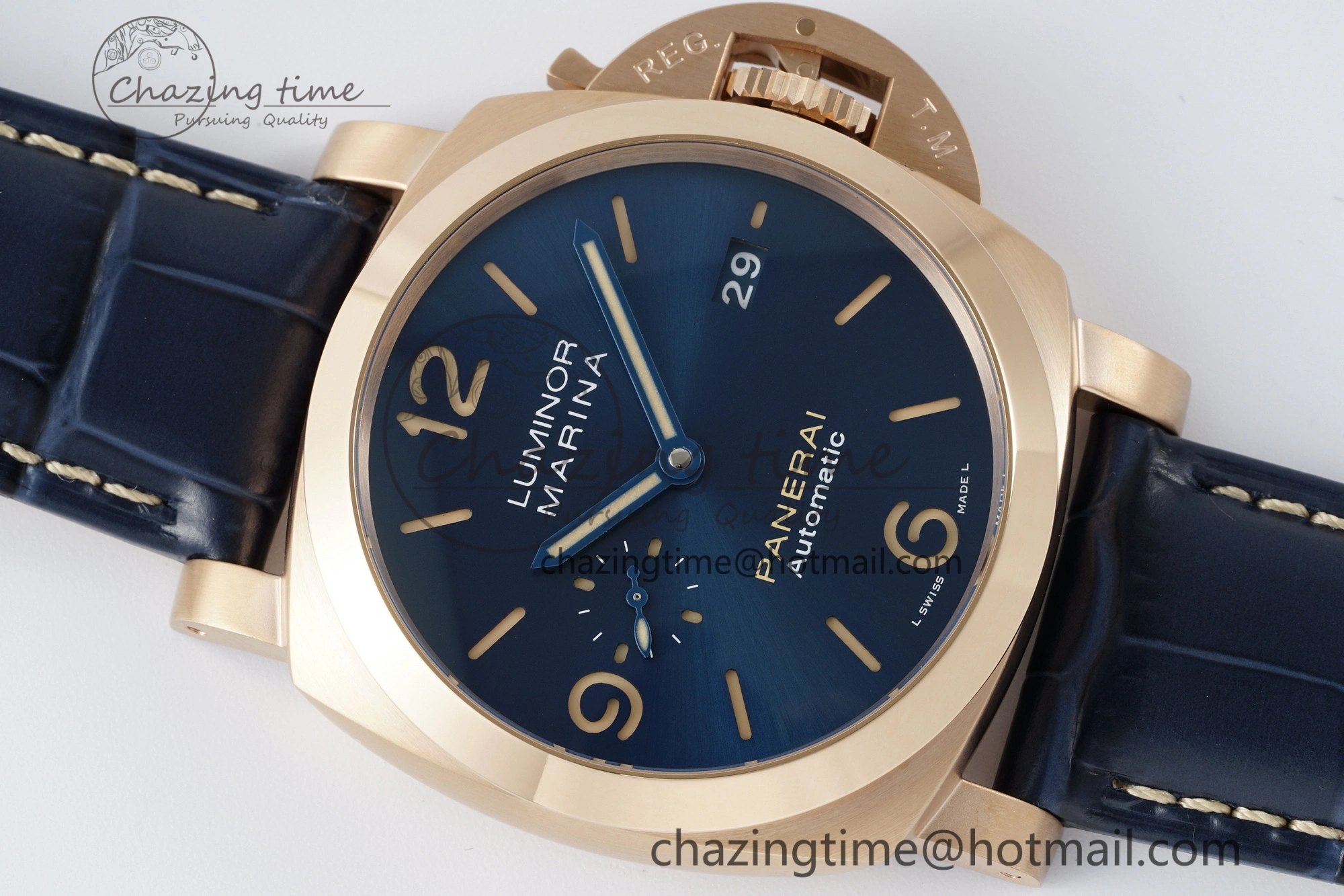 PAM1114 VSF 1:1 Best Edition Black Dial on Blue Leather Strap P Durable 8355