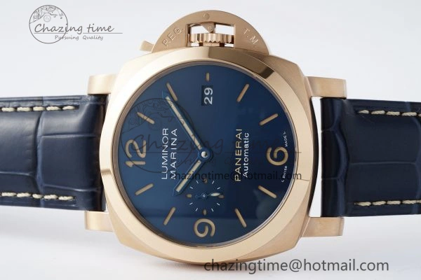 PAM1114 VSF 1:1 Best Edition Black Dial on Blue Leather Strap P Durable 8355