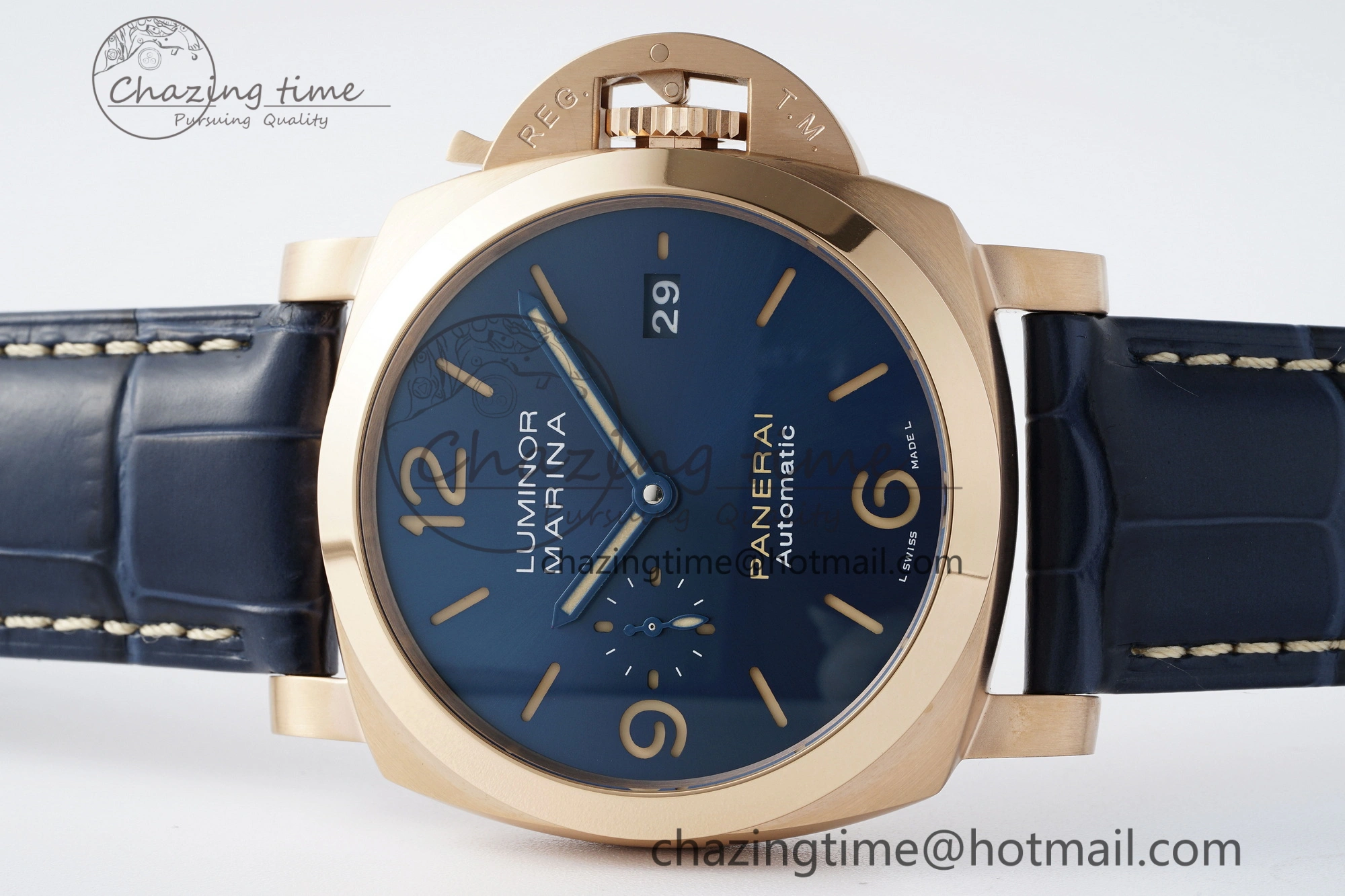 PAM1114 VSF 1:1 Best Edition Black Dial on Blue Leather Strap P Durable 8355