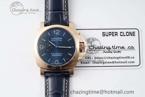 PAM1114 VSF 1:1 Best Edition Black Dial on Blue Leather Strap P Durable 8355
