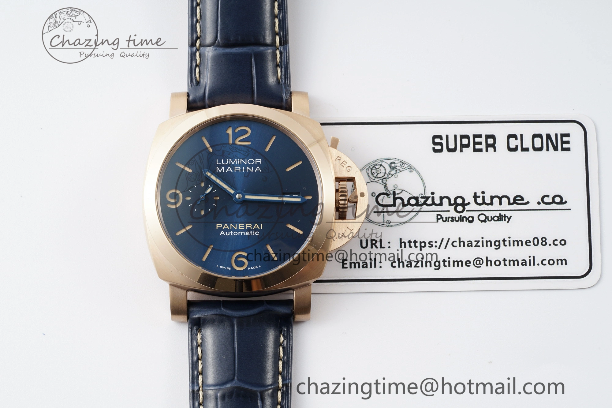 PAM1114 VSF 1:1 Best Edition Black Dial on Blue Leather Strap P Durable 8355