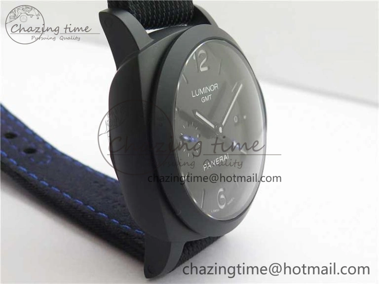 PAM1176 GMT Bucherer VSF 1:1 Best Edition Black Dial on Textile Strap P.9011 Super Clone HighPerformance 8381