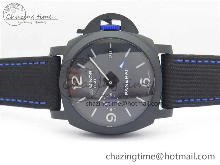 PAM1176 GMT Bucherer VSF 1:1 Best Edition Black Dial on Textile Strap P.9011 Super Clone HighPerformance 8381