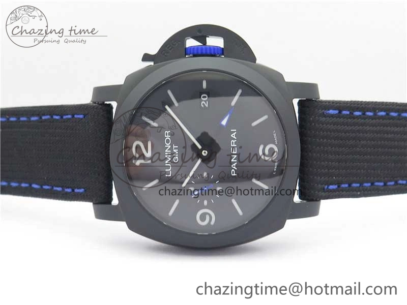 PAM1176 GMT Bucherer VSF 1:1 Best Edition Black Dial on Textile Strap P.9011 Super Clone HighPerformance 8381
