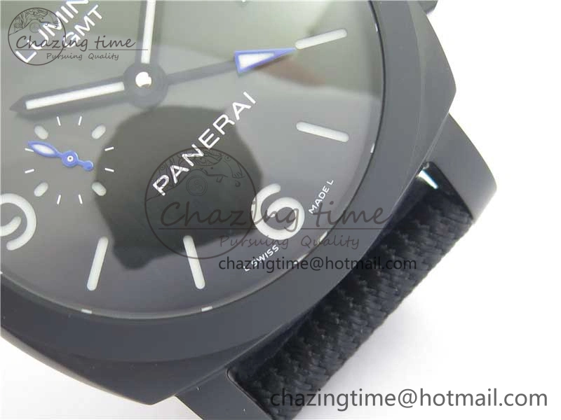 PAM1176 GMT Bucherer VSF 1:1 Best Edition Black Dial on Textile Strap P.9011 Super Clone HighPerformance 8381