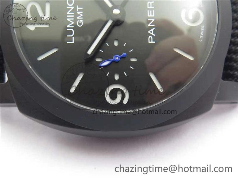 PAM1176 GMT Bucherer VSF 1:1 Best Edition Black Dial on Textile Strap P.9011 Super Clone HighPerformance 8381
