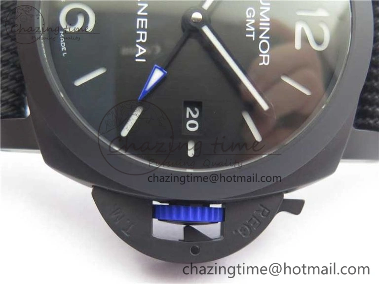 PAM1176 GMT Bucherer VSF 1:1 Best Edition Black Dial on Textile Strap P.9011 Super Clone HighPerformance 8381