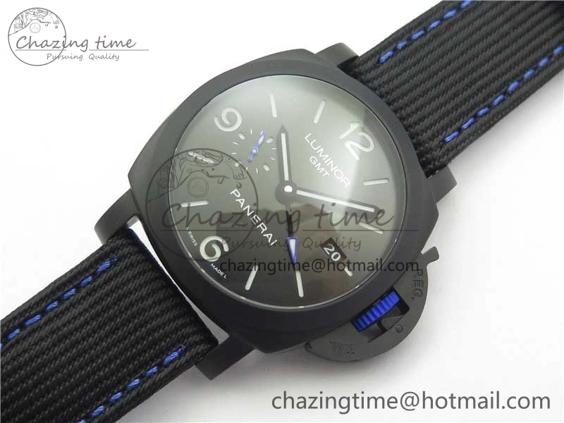 PAM1176 GMT Bucherer VSF 1:1 Best Edition Black Dial on Textile Strap P.9011 Super Clone HighPerformance 8381