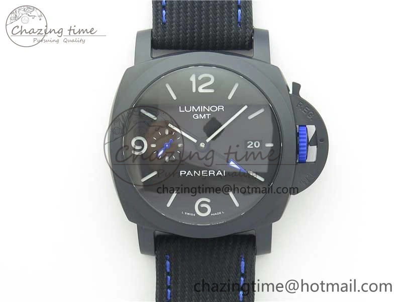 PAM1176 GMT Bucherer VSF 1:1 Best Edition Black Dial on Textile Strap P.9011 Super Clone HighPerformance 8381