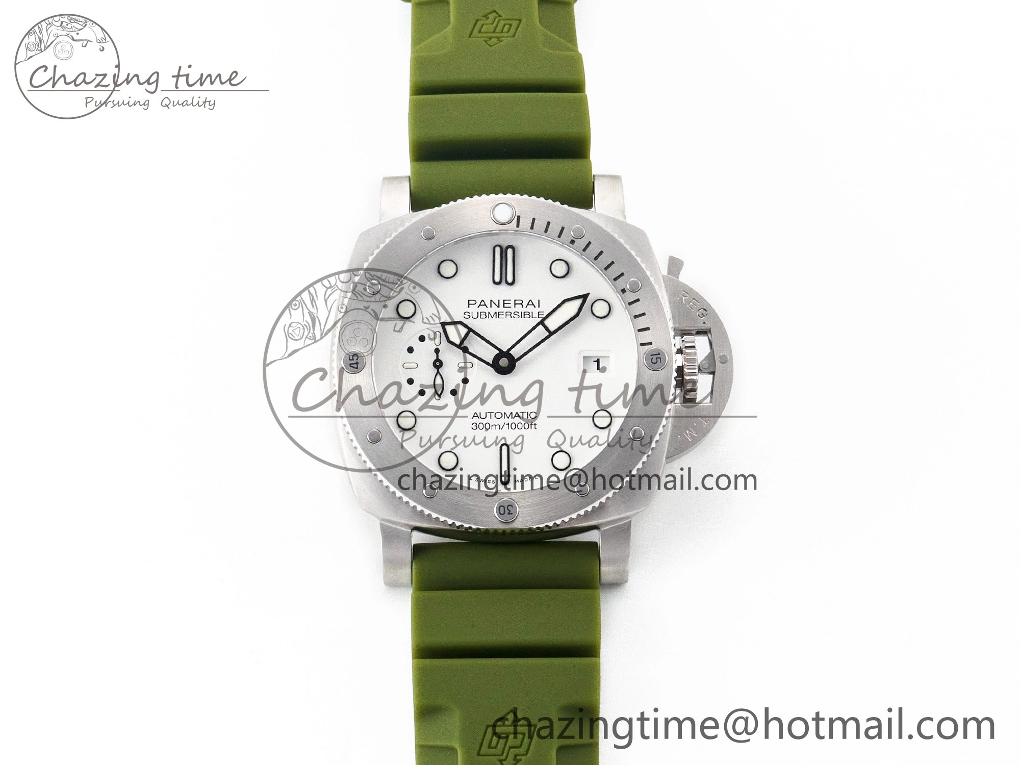 Stretchable PAM1226 V SS TTF 1:1 Best Edition on Green Rubber Strap P 8322