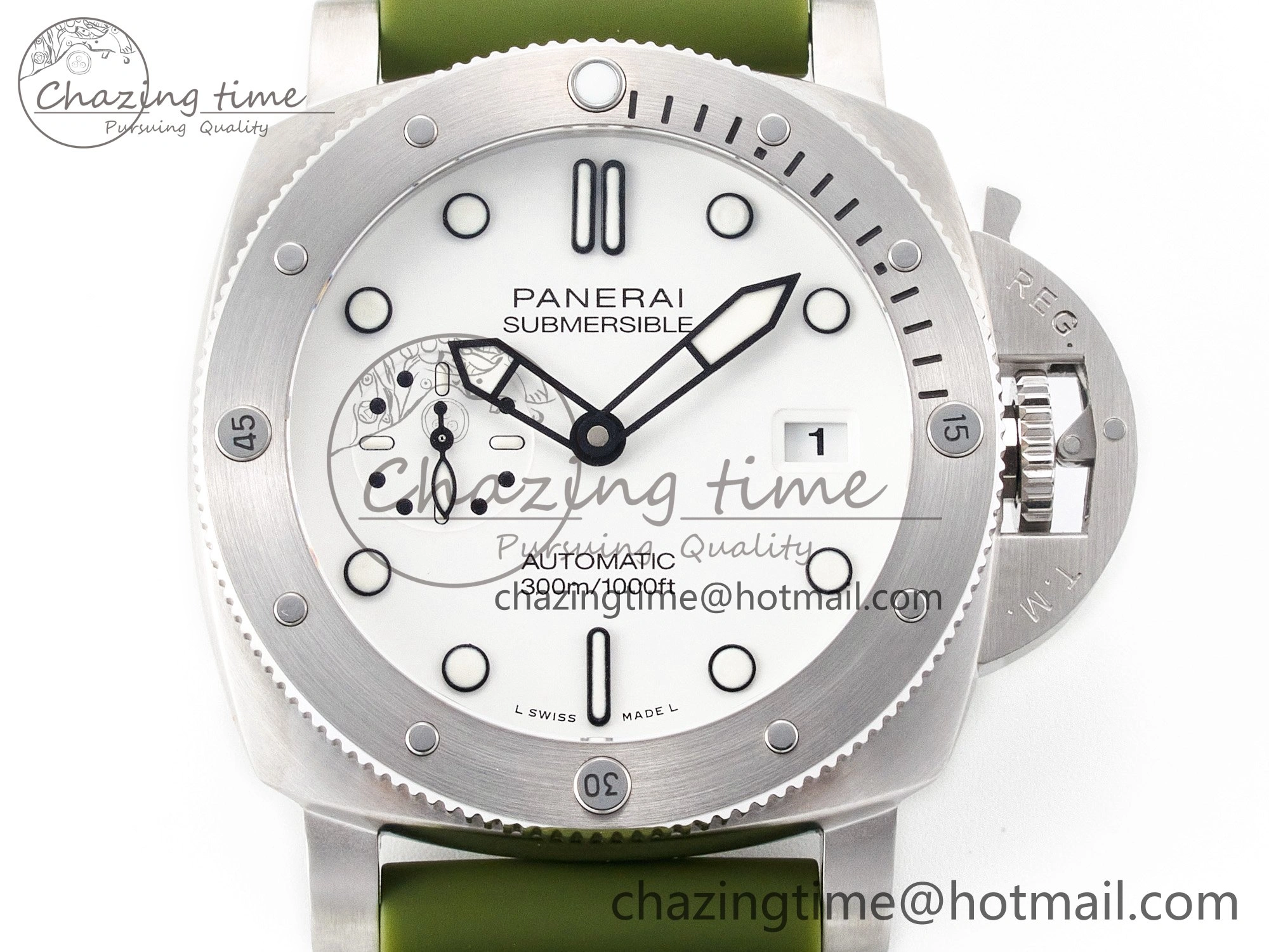 Stretchable PAM1226 V SS TTF 1:1 Best Edition on Green Rubber Strap P 8322