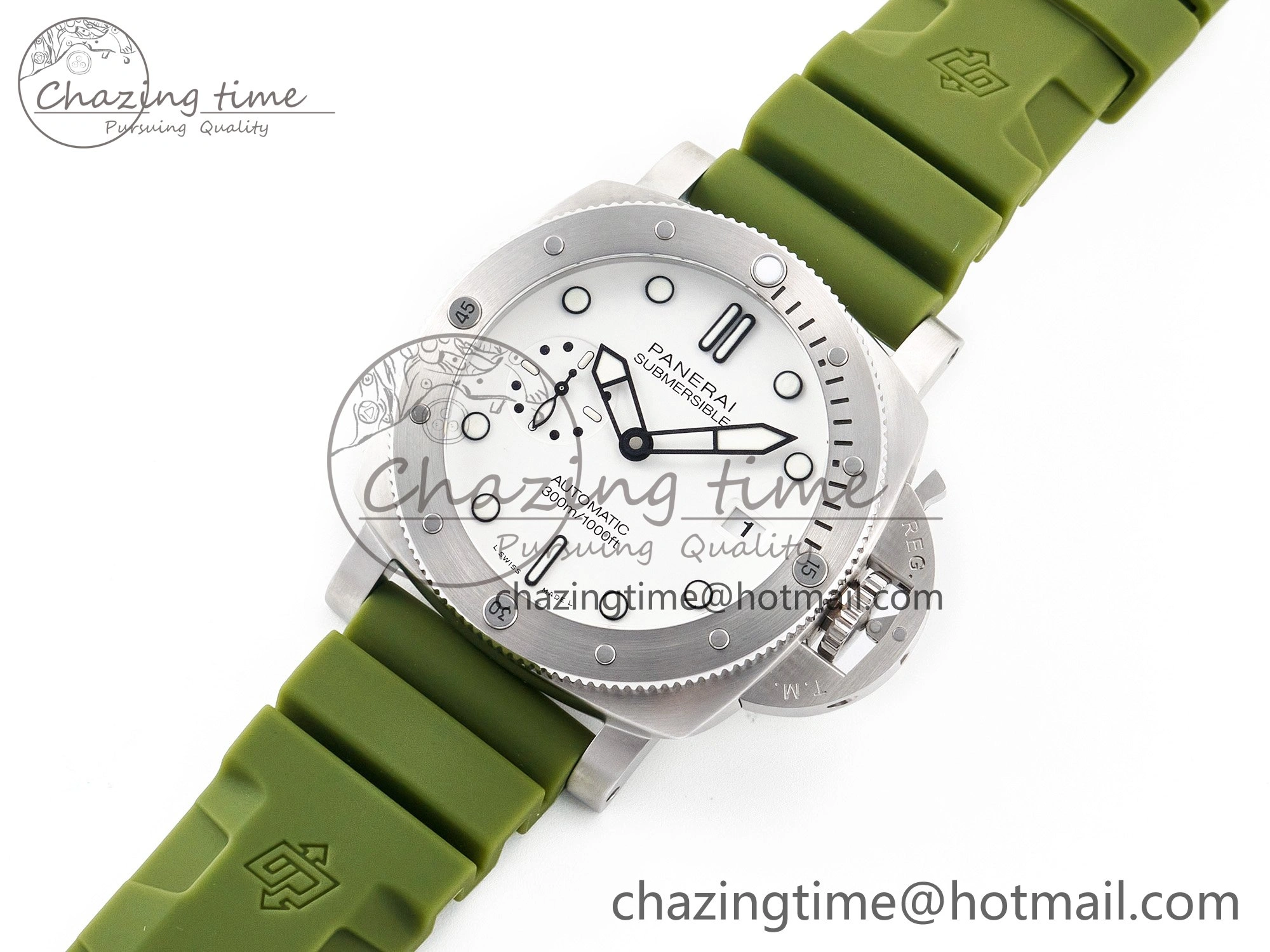 Stretchable PAM1226 V SS TTF 1:1 Best Edition on Green Rubber Strap P 8322