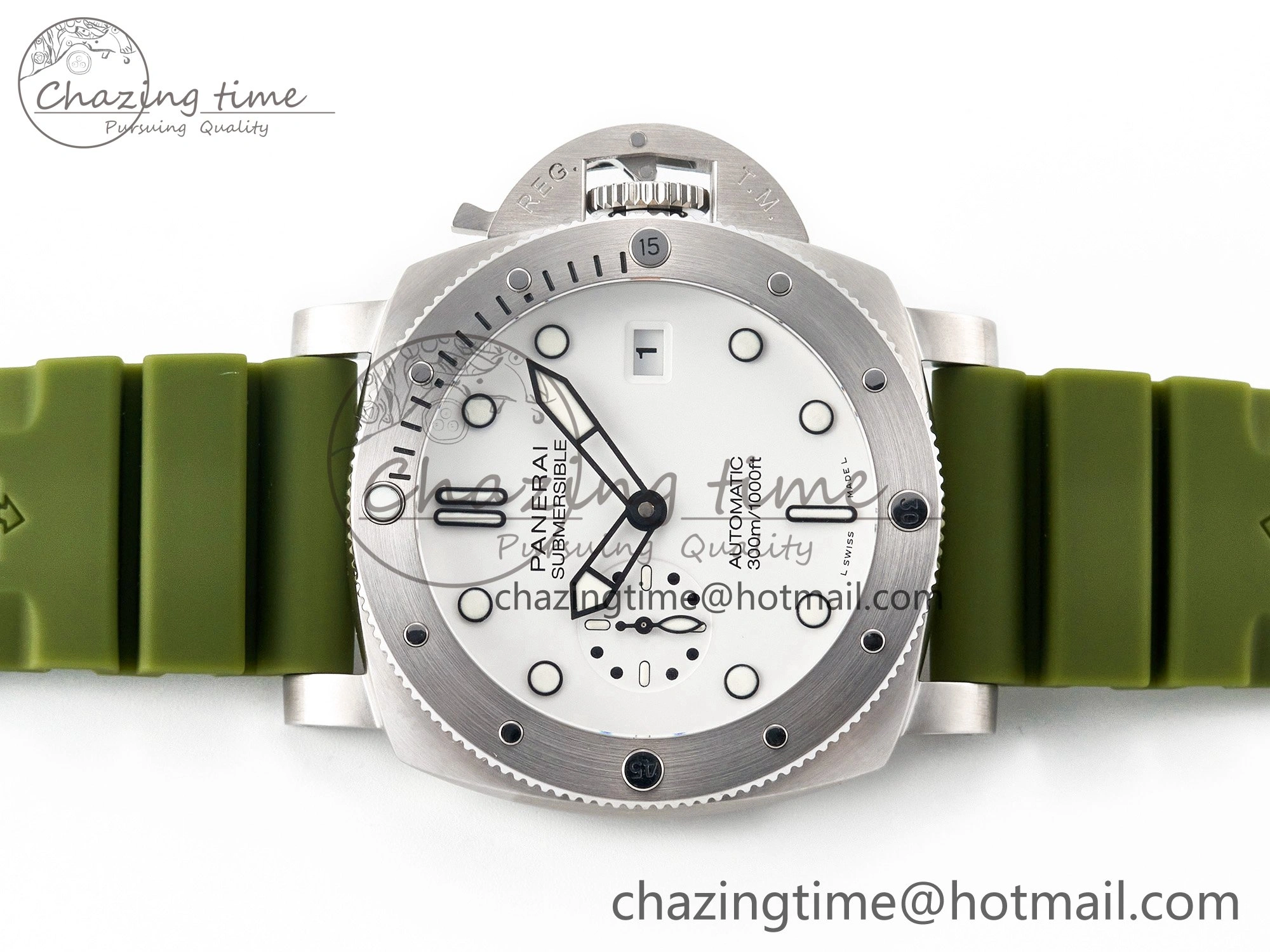 Stretchable PAM1226 V SS TTF 1:1 Best Edition on Green Rubber Strap P 8322