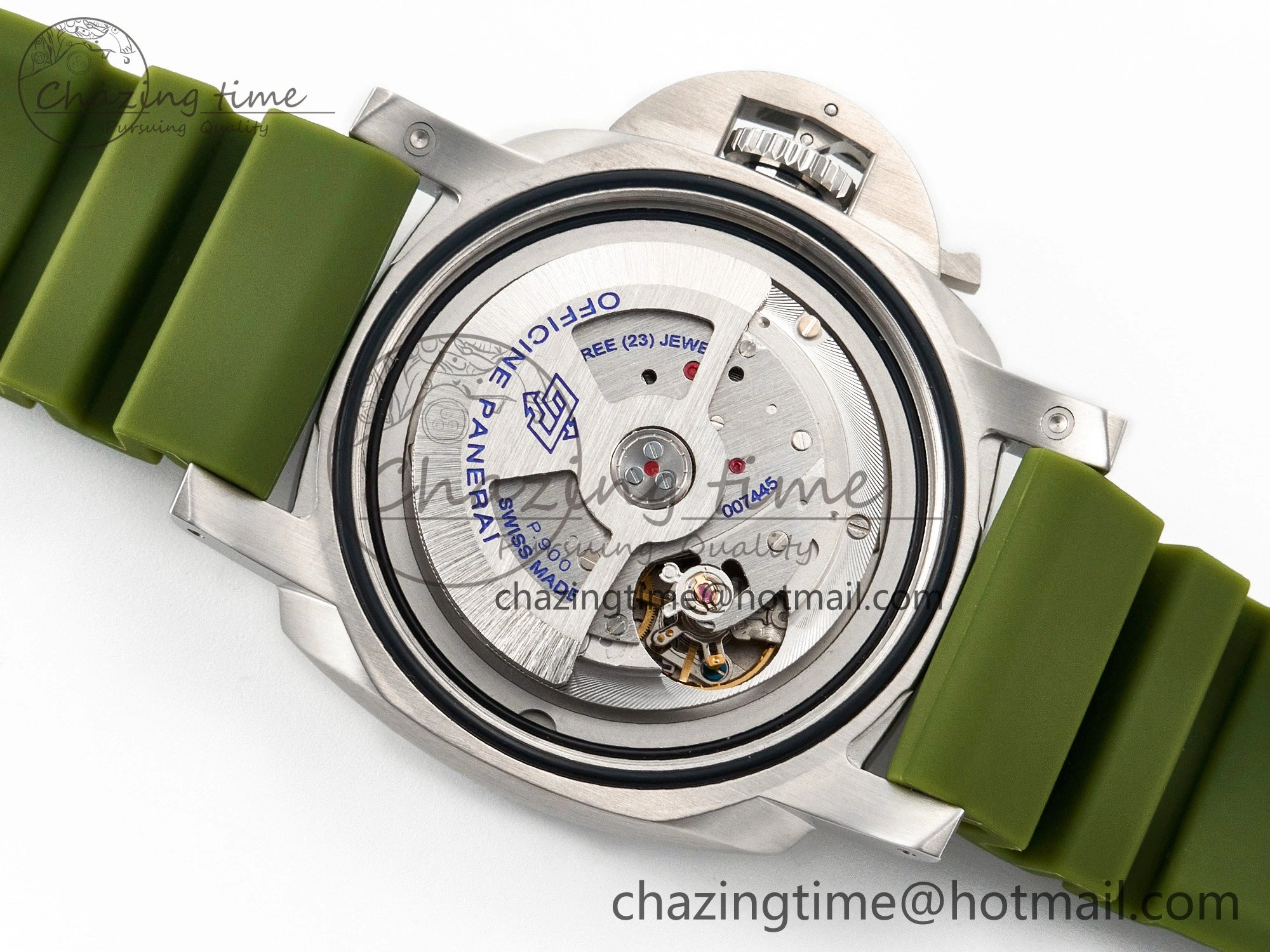 Stretchable PAM1226 V SS TTF 1:1 Best Edition on Green Rubber Strap P 8322