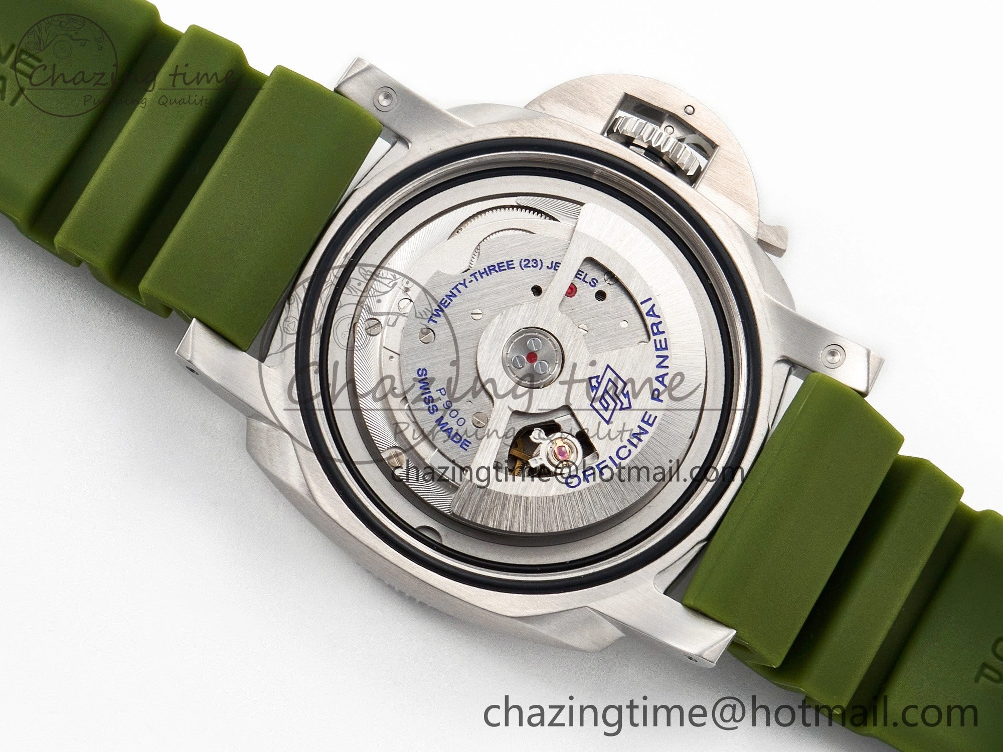 Stretchable PAM1226 V SS TTF 1:1 Best Edition on Green Rubber Strap P 8322