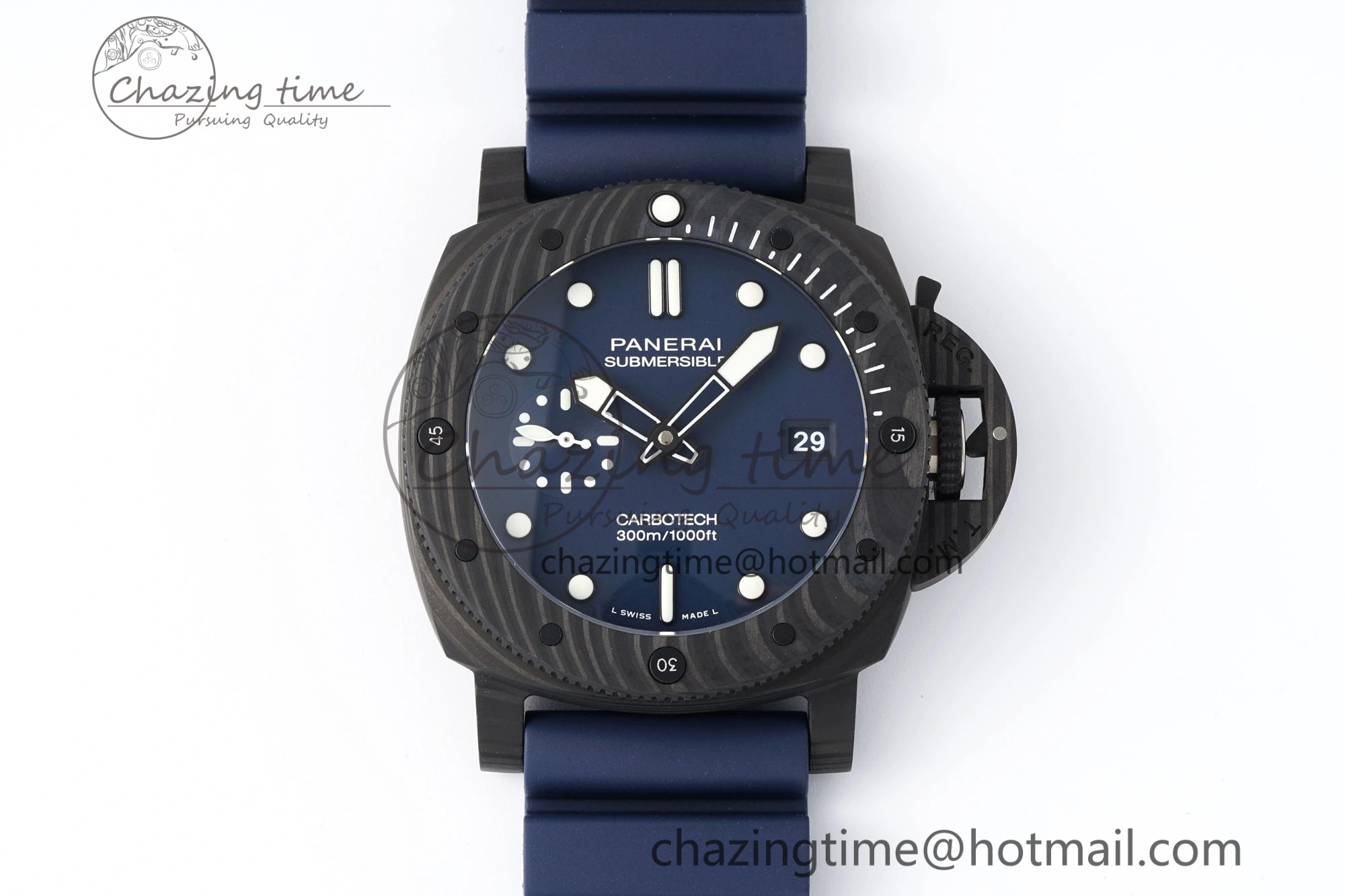 Bright PAM1232 W Carbotech VSF 1:1 Best Edition Blue Dial on Blue Rubber Strap P 8342