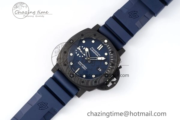 Bright PAM1232 W Carbotech VSF 1:1 Best Edition Blue Dial on Blue Rubber Strap P 8342