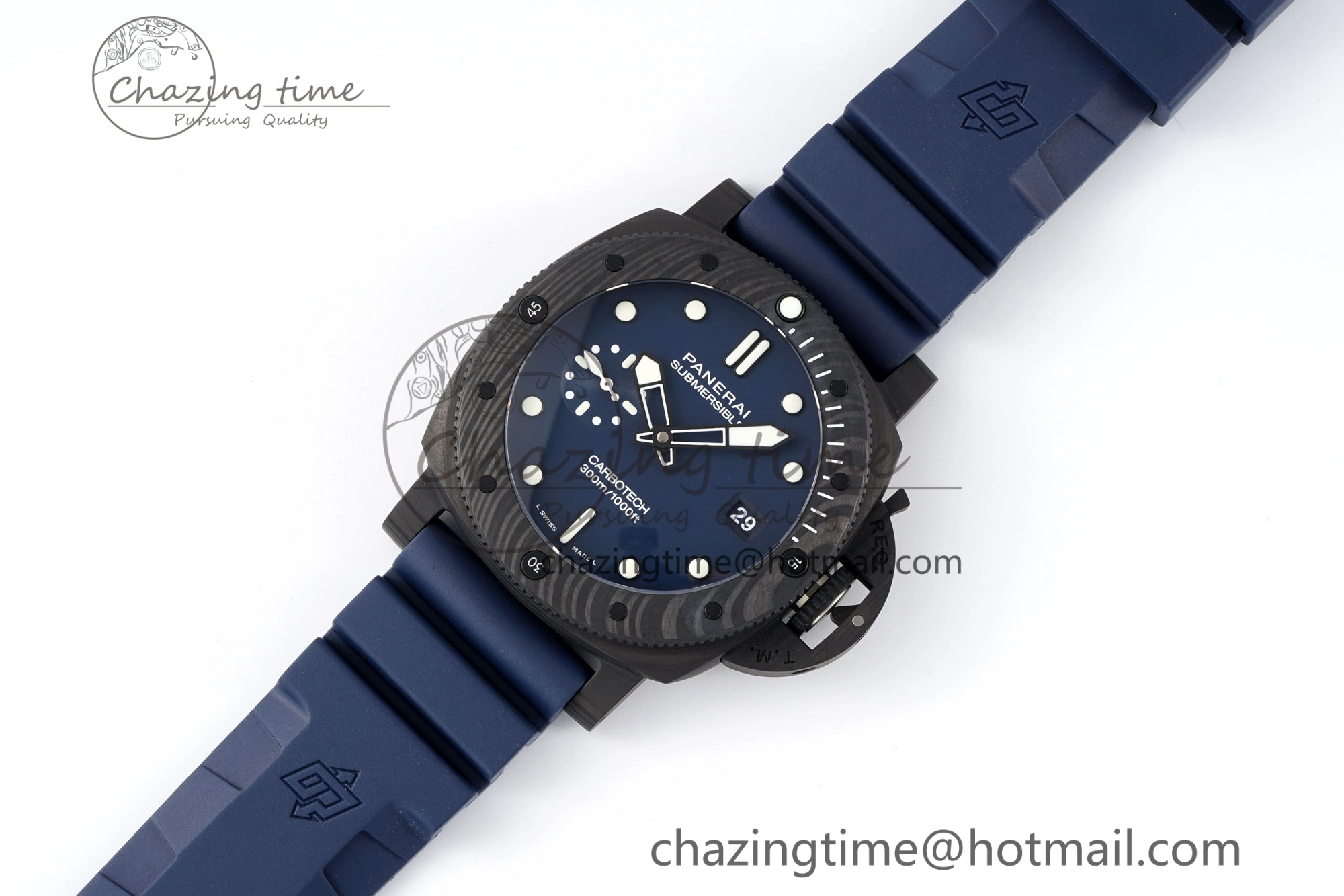 Bright PAM1232 W Carbotech VSF 1:1 Best Edition Blue Dial on Blue Rubber Strap P 8342