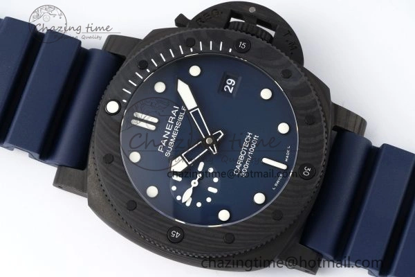 Bright PAM1232 W Carbotech VSF 1:1 Best Edition Blue Dial on Blue Rubber Strap P 8342