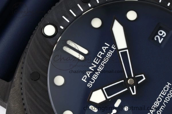 Bright PAM1232 W Carbotech VSF 1:1 Best Edition Blue Dial on Blue Rubber Strap P 8342