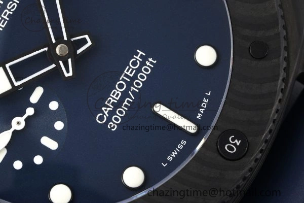 Bright PAM1232 W Carbotech VSF 1:1 Best Edition Blue Dial on Blue Rubber Strap P 8342