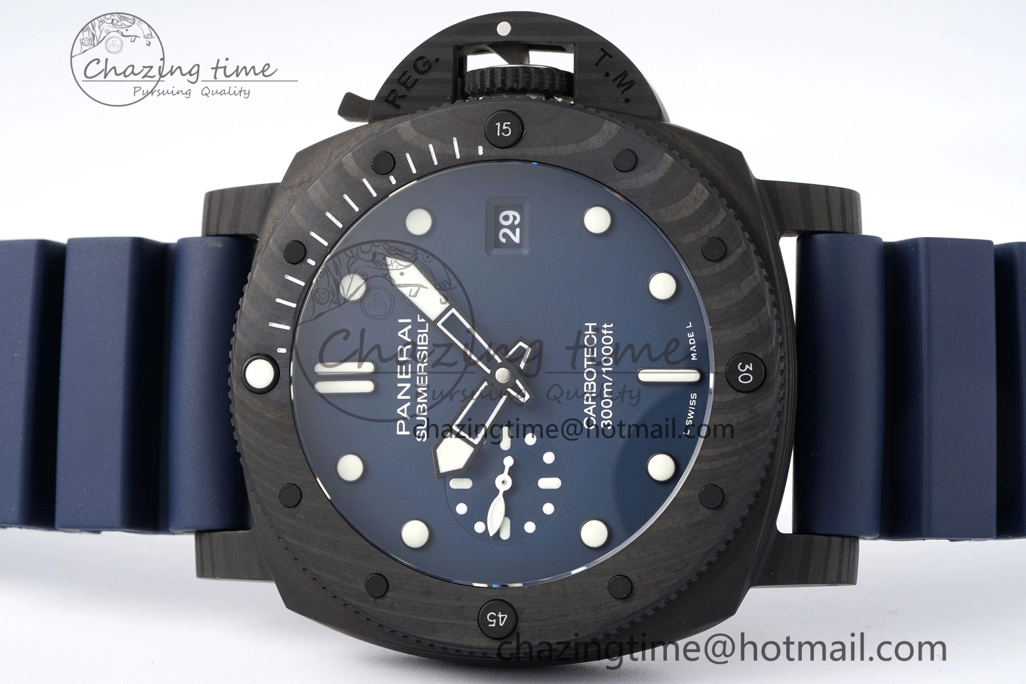 Bright PAM1232 W Carbotech VSF 1:1 Best Edition Blue Dial on Blue Rubber Strap P 8342