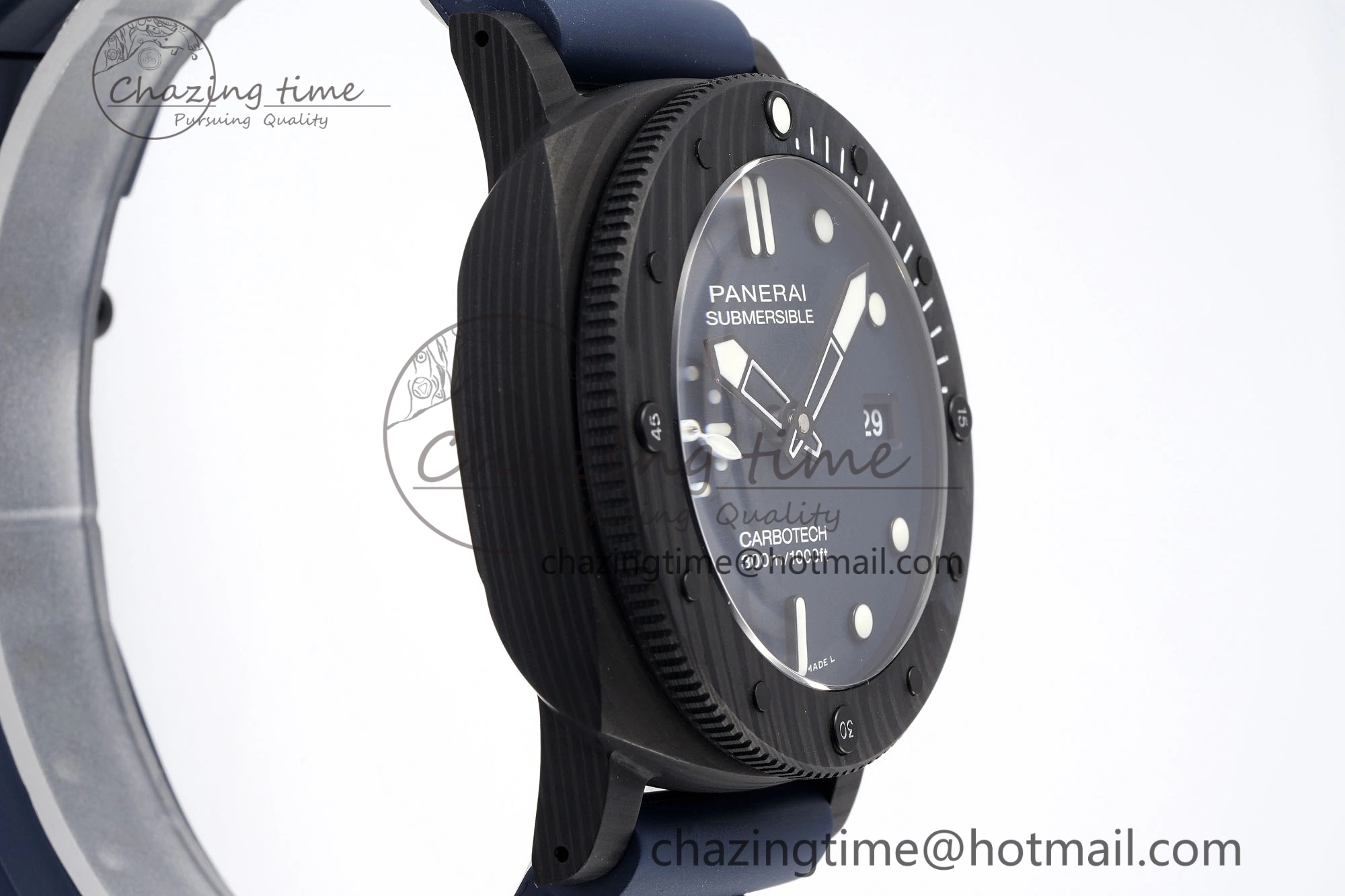 Bright PAM1232 W Carbotech VSF 1:1 Best Edition Blue Dial on Blue Rubber Strap P 8342