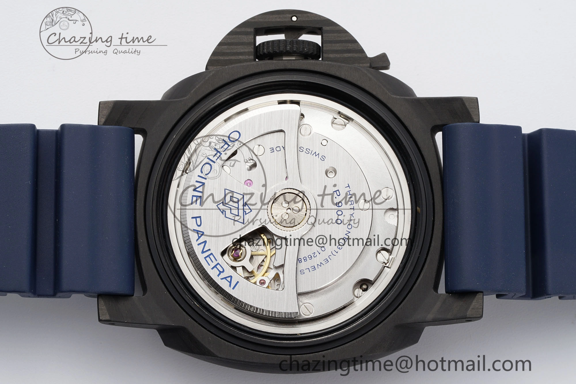 Bright PAM1232 W Carbotech VSF 1:1 Best Edition Blue Dial on Blue Rubber Strap P 8342