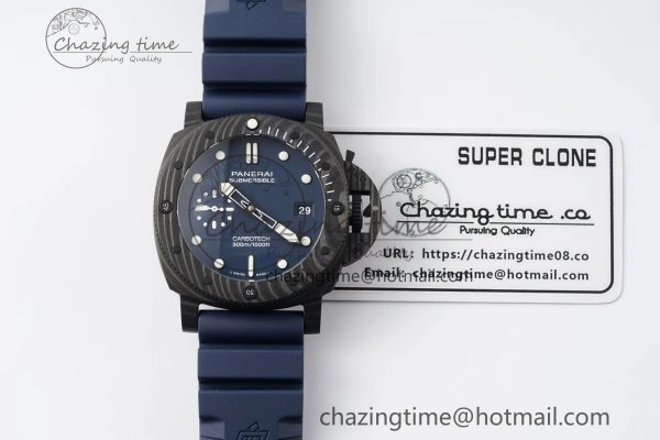 Bright PAM1232 W Carbotech VSF 1:1 Best Edition Blue Dial on Blue Rubber Strap P 8342