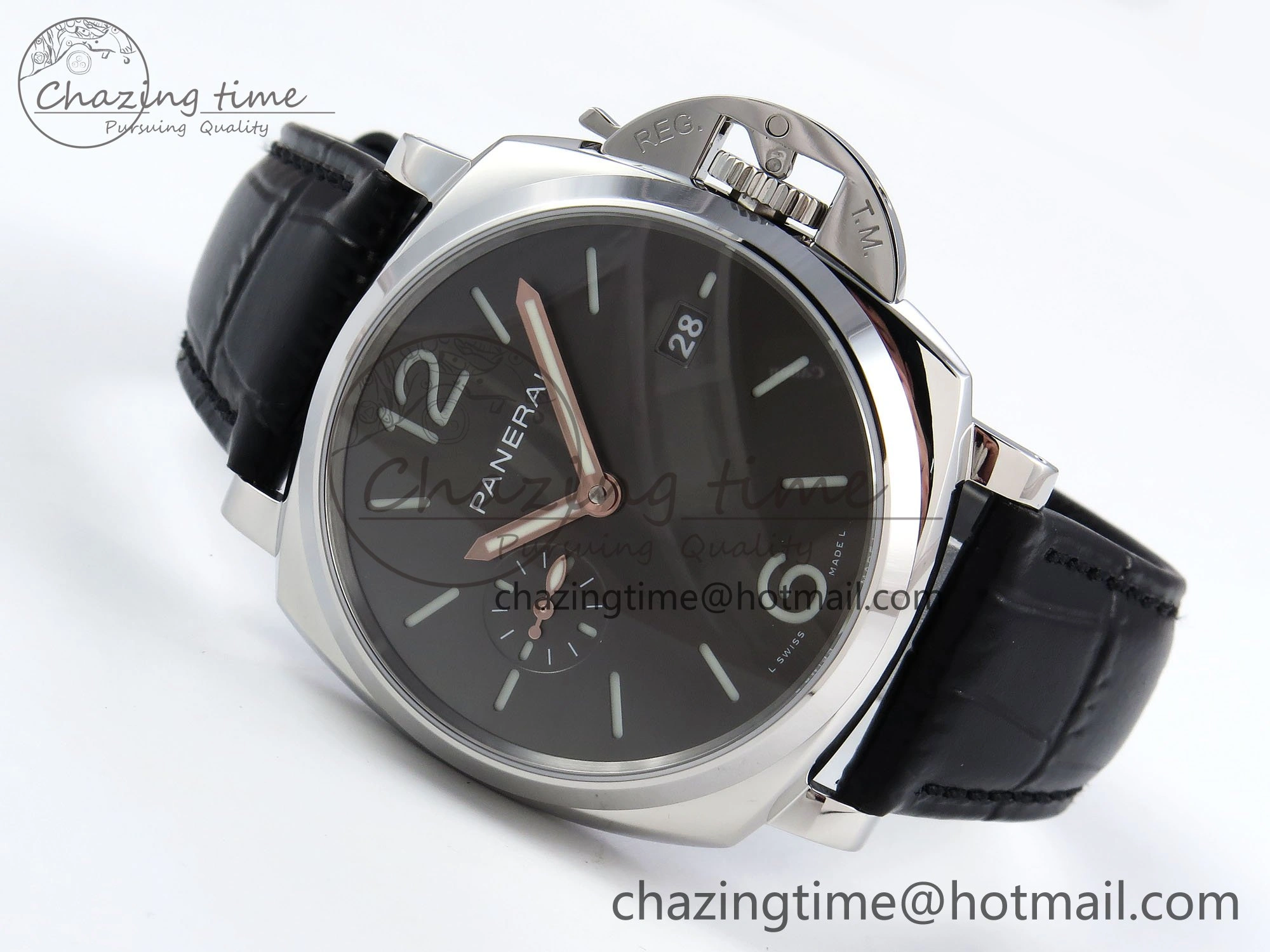 FlexibleFit PAM1250 Luminor Due 42mm VSF Best Edition Grey Dial on Leather Strap P900 Clone 8319