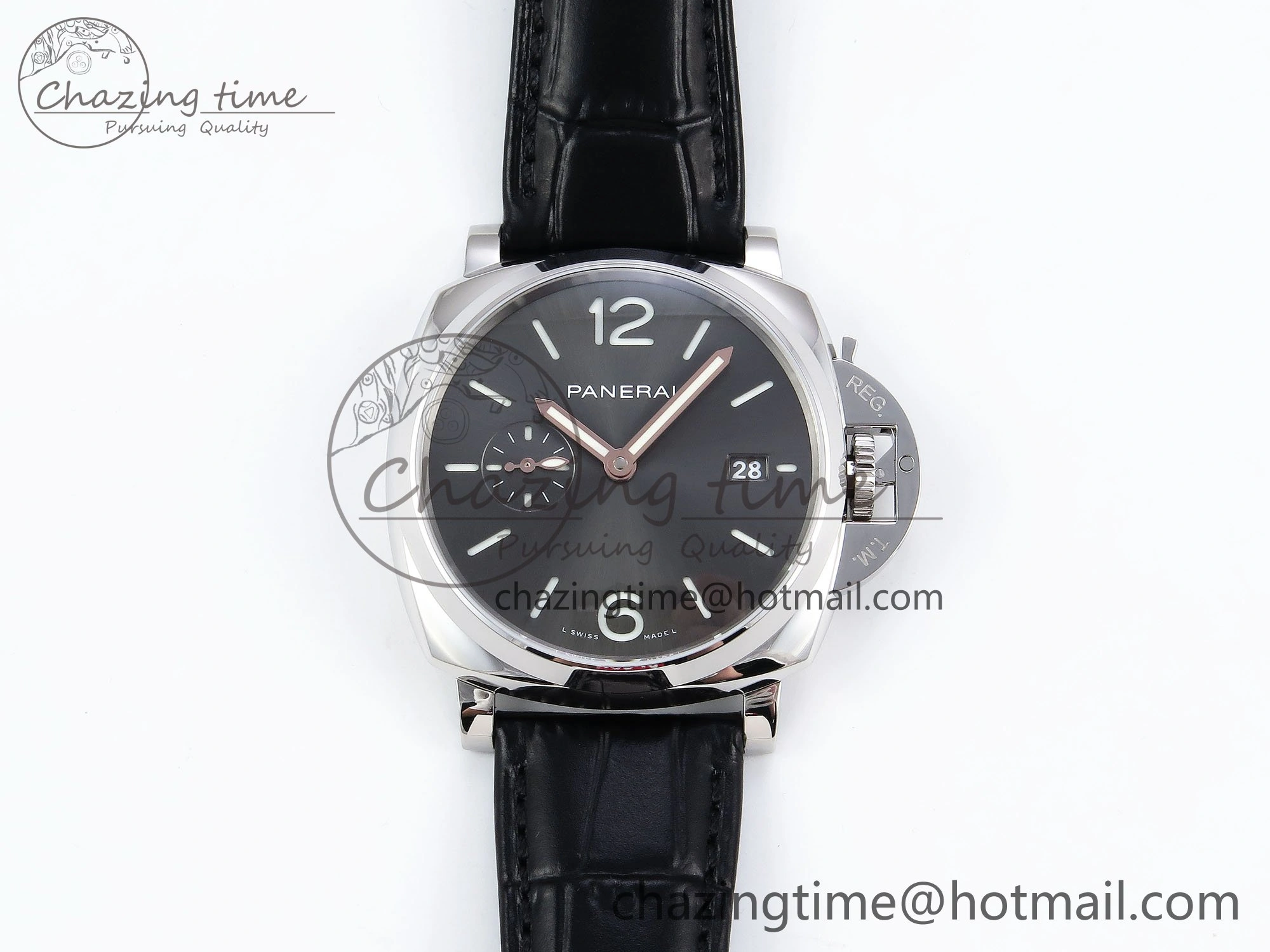 FlexibleFit PAM1250 Luminor Due 42mm VSF Best Edition Grey Dial on Leather Strap P900 Clone 8319