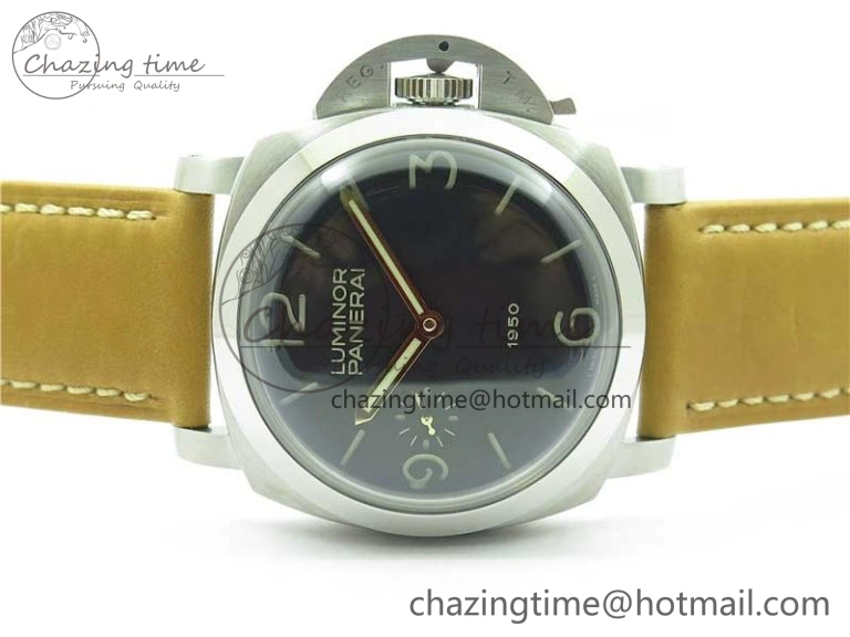 Stretchable PAM127 E XF 1:1 Best Edition On Brown Leather Strap A6497 ( Free Strap) 8394