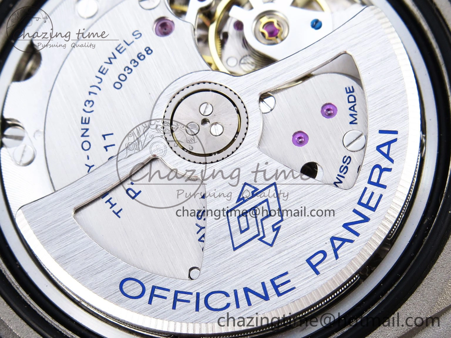 Sporty PAM1279 X LUMINOR GMT 42MM TITANIUM VSF 1:1 BEST EDITION BLUE DIAL ON BLACK LEATHER STRAP P.9011 SUPER CLONE 8348