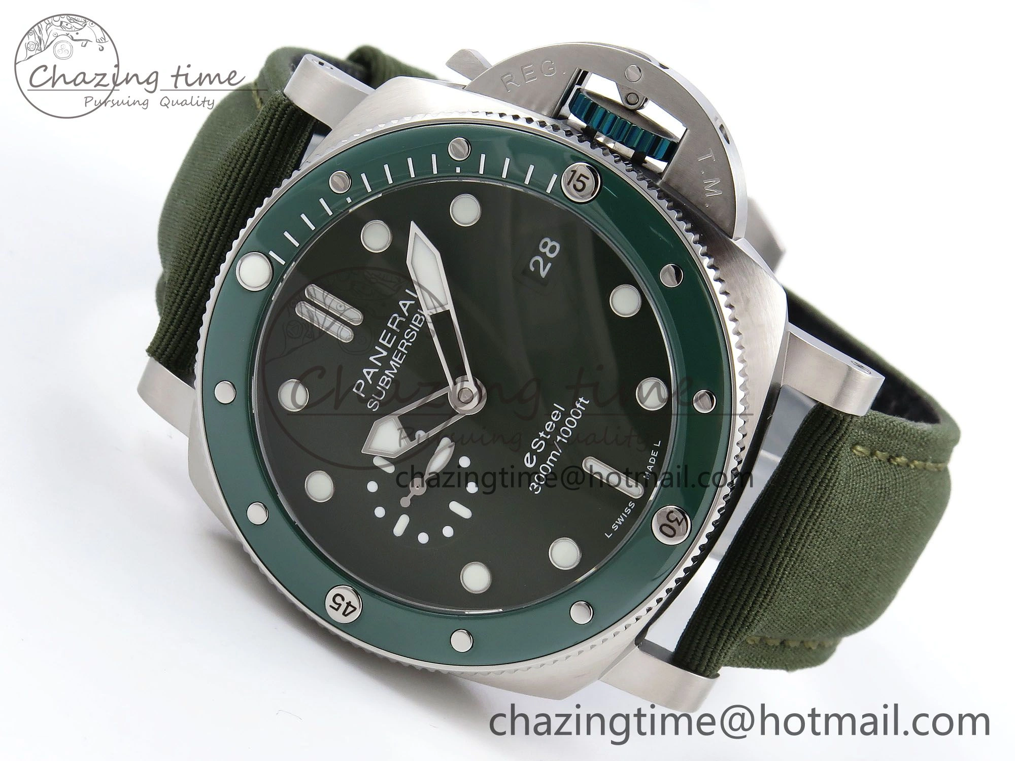 PAM1287 V TTF 1:1 Best Edition Green Dial on Green Nylon Strap P EasyMatch 8312