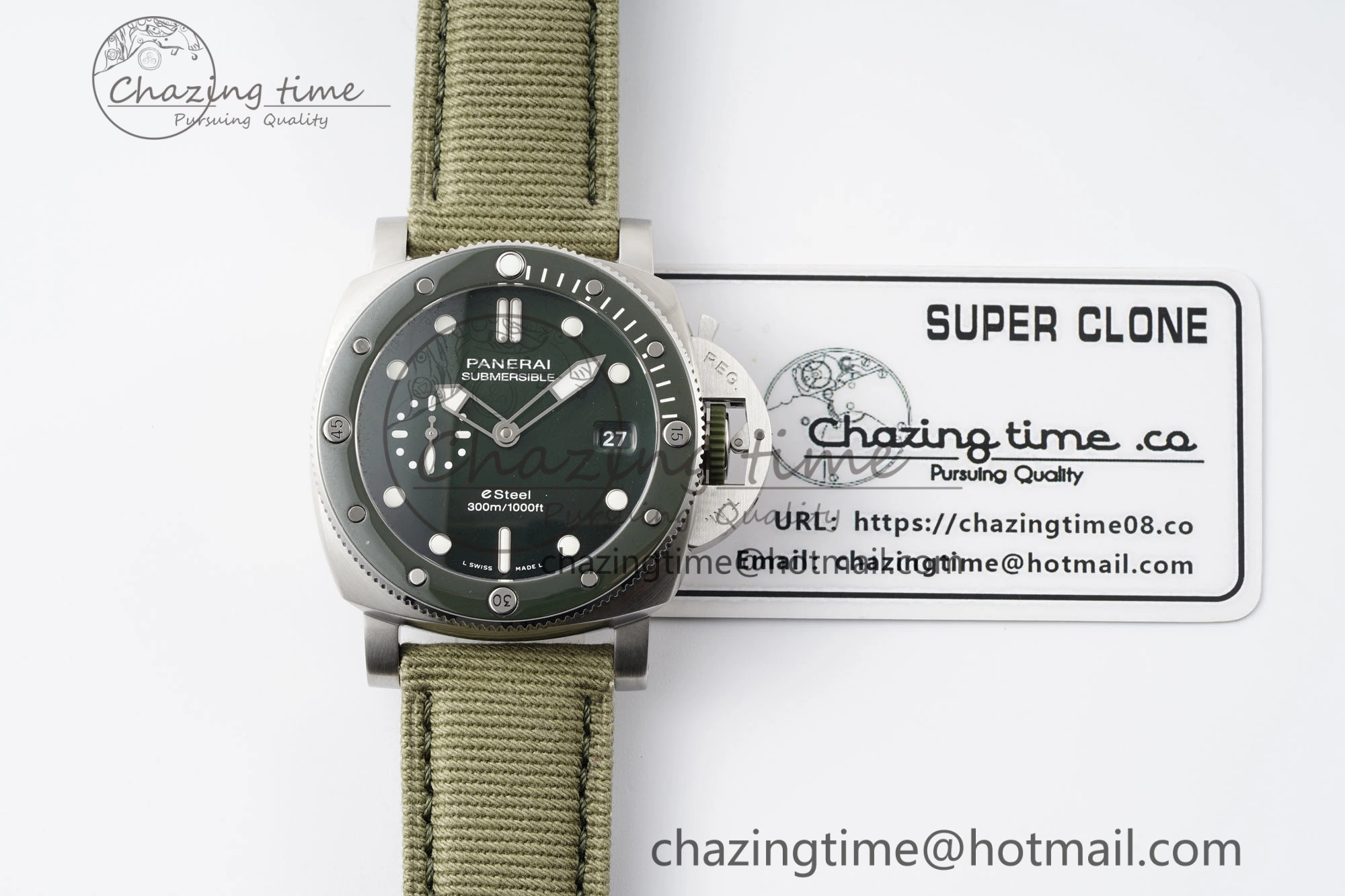 Chic PAM1287 Y VSF 1:1 Best Edition Green Dial on Green Nylon Strap P 8344