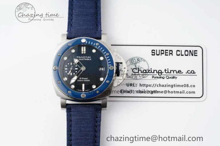 PAM1289 Y SBF 1:1 Best Edition Blue Dial on Blue Nylon Strap P SoftTouch 8353