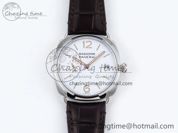 SmoothTexture PAM1292 Radiomir 40mm VSF 1:1 Best Edition White Dial on Brown Leather Strap P 8317