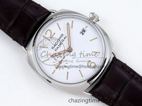 SmoothTexture PAM1292 Radiomir 40mm VSF 1:1 Best Edition White Dial on Brown Leather Strap P 8317
