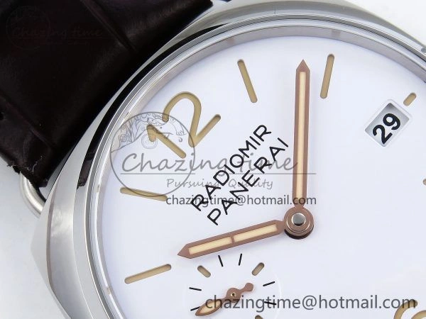 SmoothTexture PAM1292 Radiomir 40mm VSF 1:1 Best Edition White Dial on Brown Leather Strap P 8317