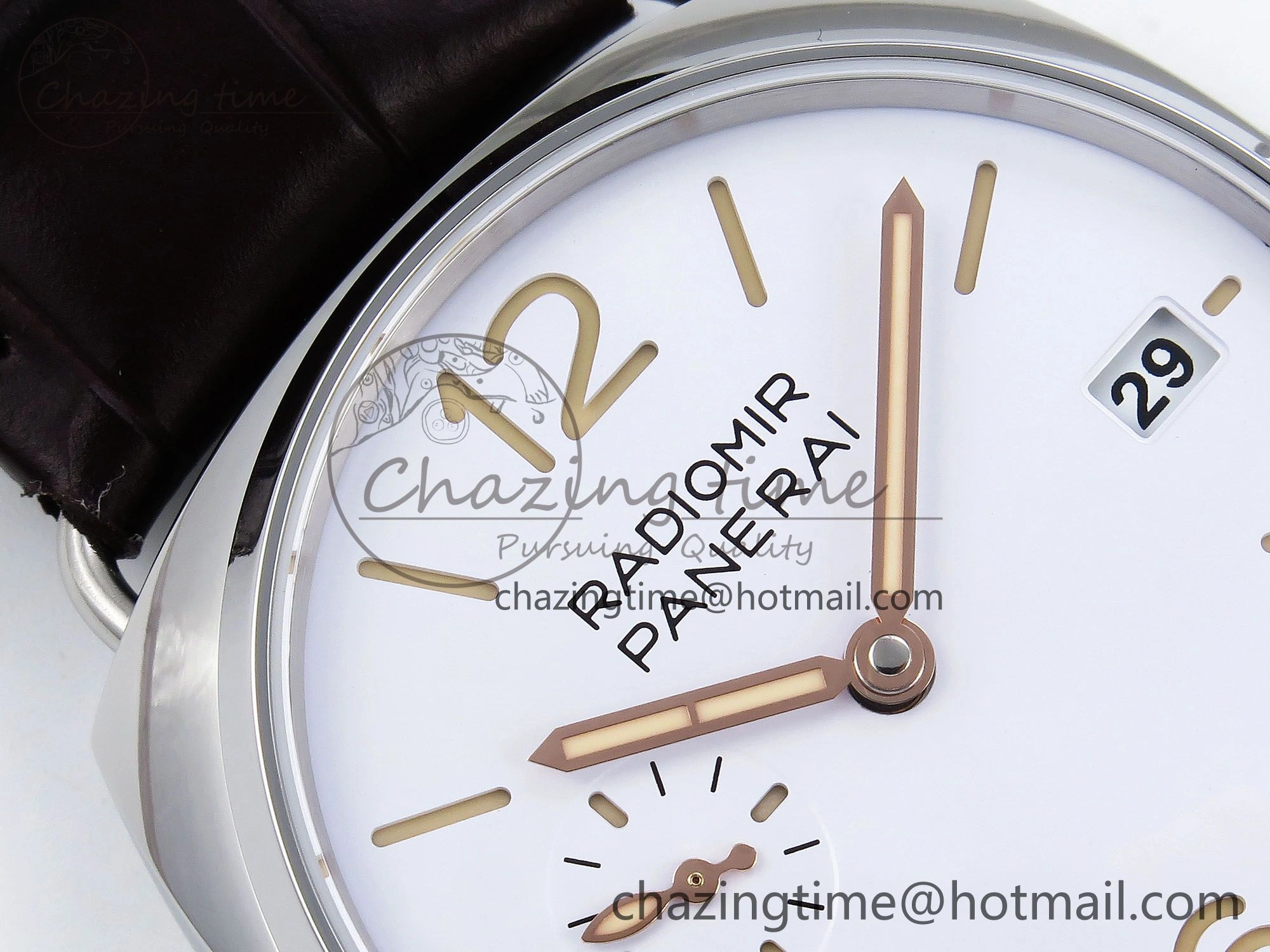 SmoothTexture PAM1292 Radiomir 40mm VSF 1:1 Best Edition White Dial on Brown Leather Strap P 8317