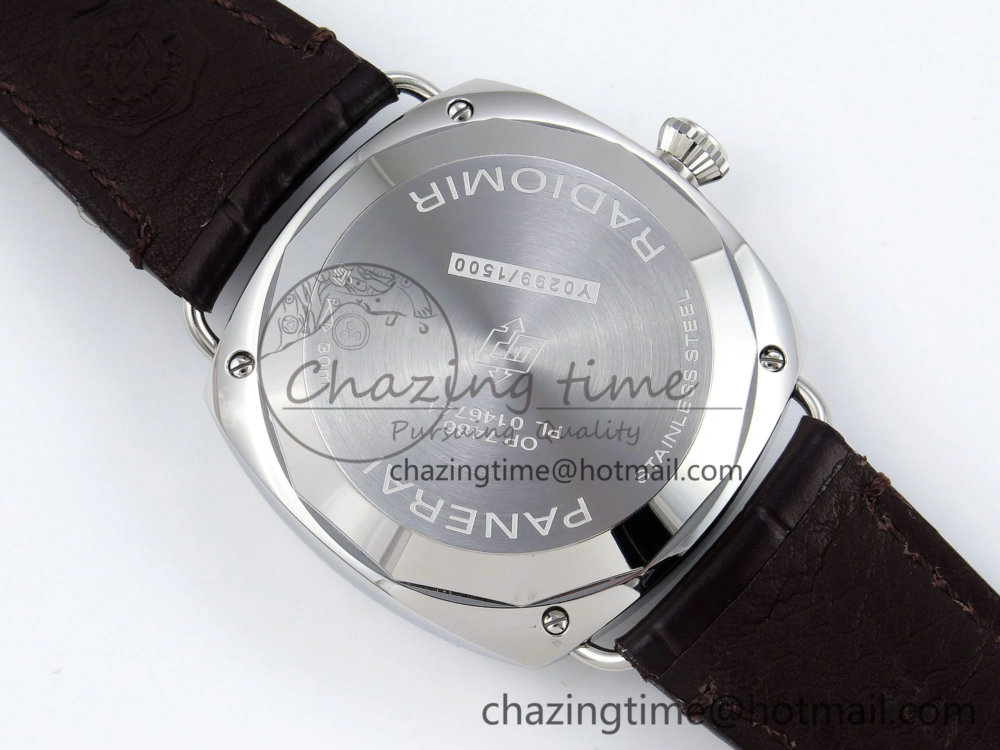 SmoothTexture PAM1292 Radiomir 40mm VSF 1:1 Best Edition White Dial on Brown Leather Strap P 8317