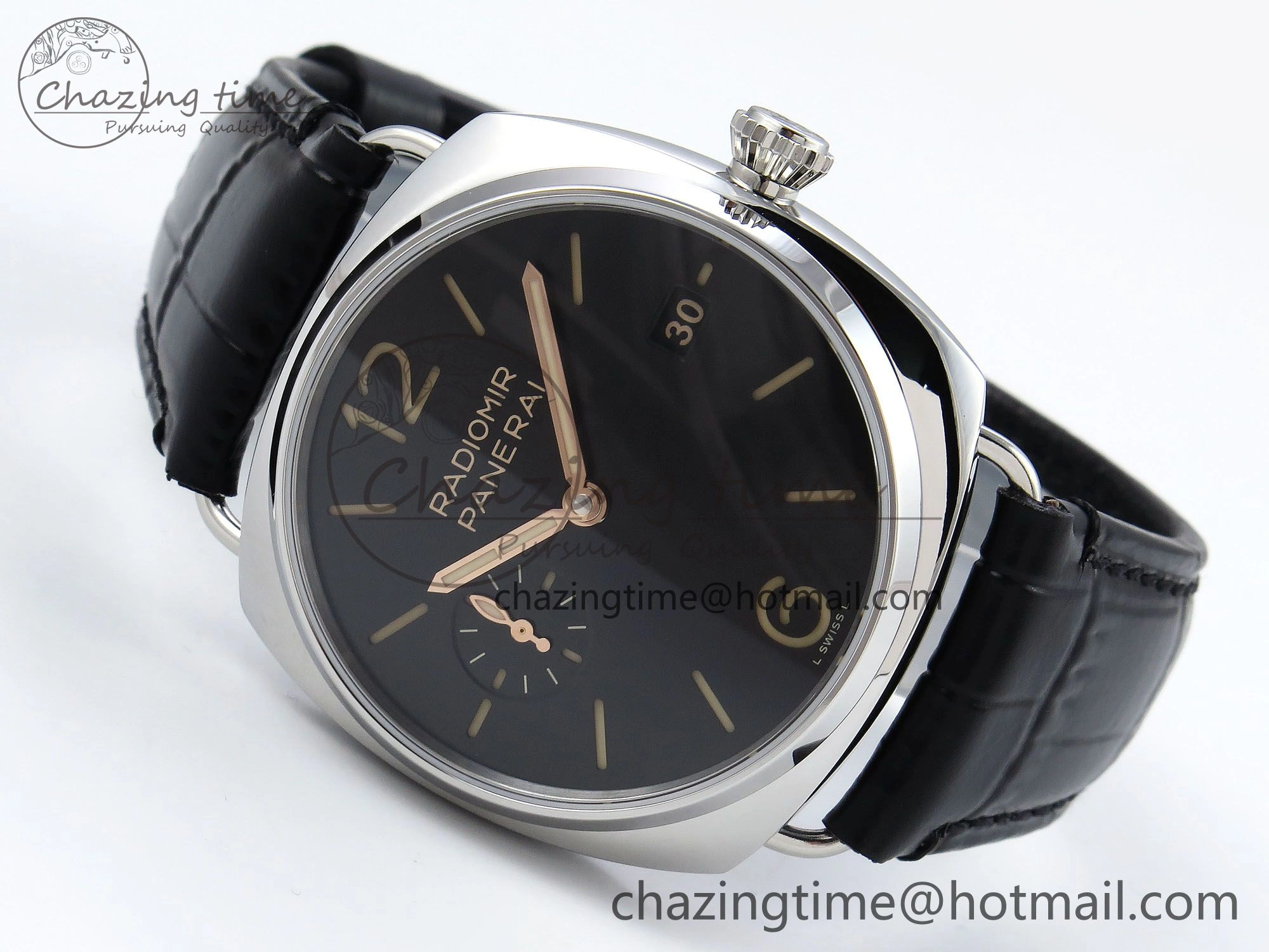 TopPick PAM1294 Radiomir 40mm VSF 1:1 Best Edition Black Dial on Black Leather Strap P 8316