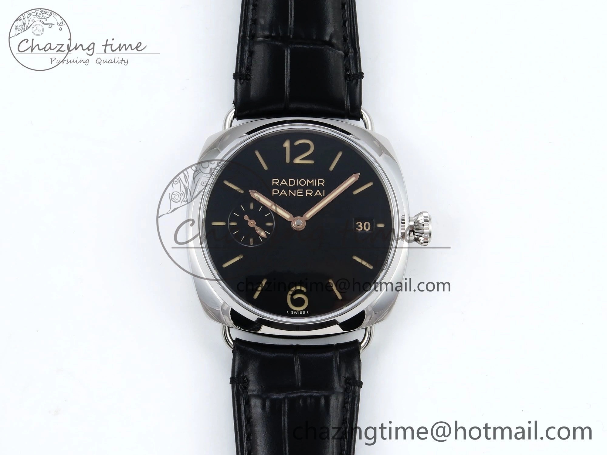 TopPick PAM1294 Radiomir 40mm VSF 1:1 Best Edition Black Dial on Black Leather Strap P 8316