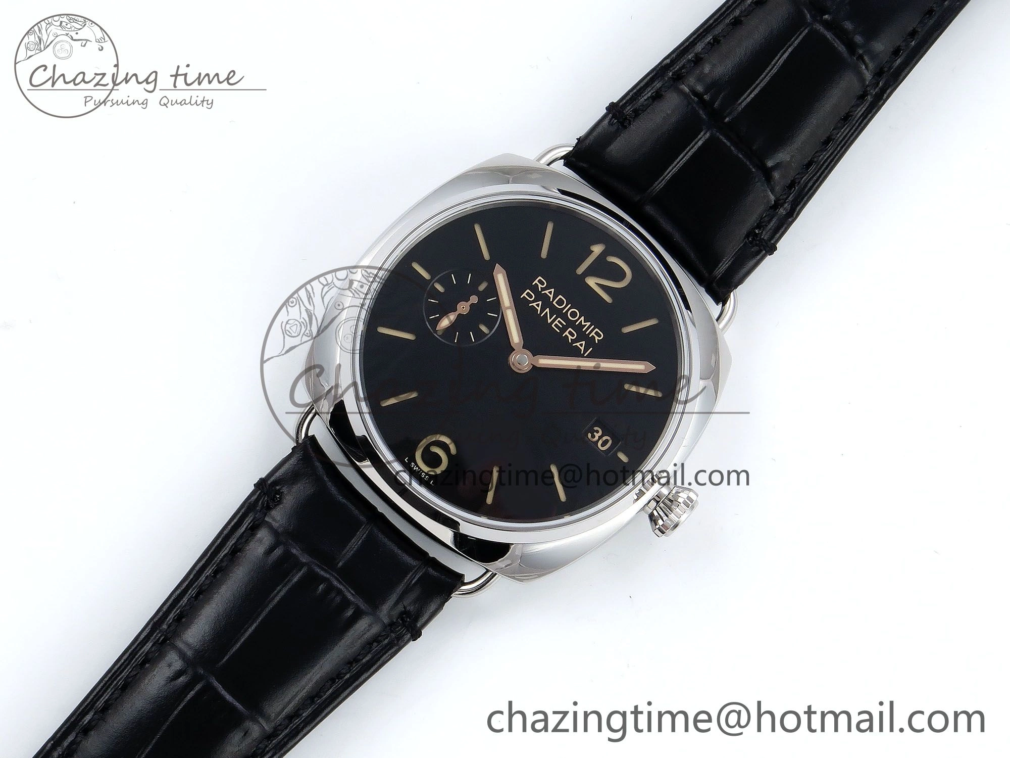 TopPick PAM1294 Radiomir 40mm VSF 1:1 Best Edition Black Dial on Black Leather Strap P 8316