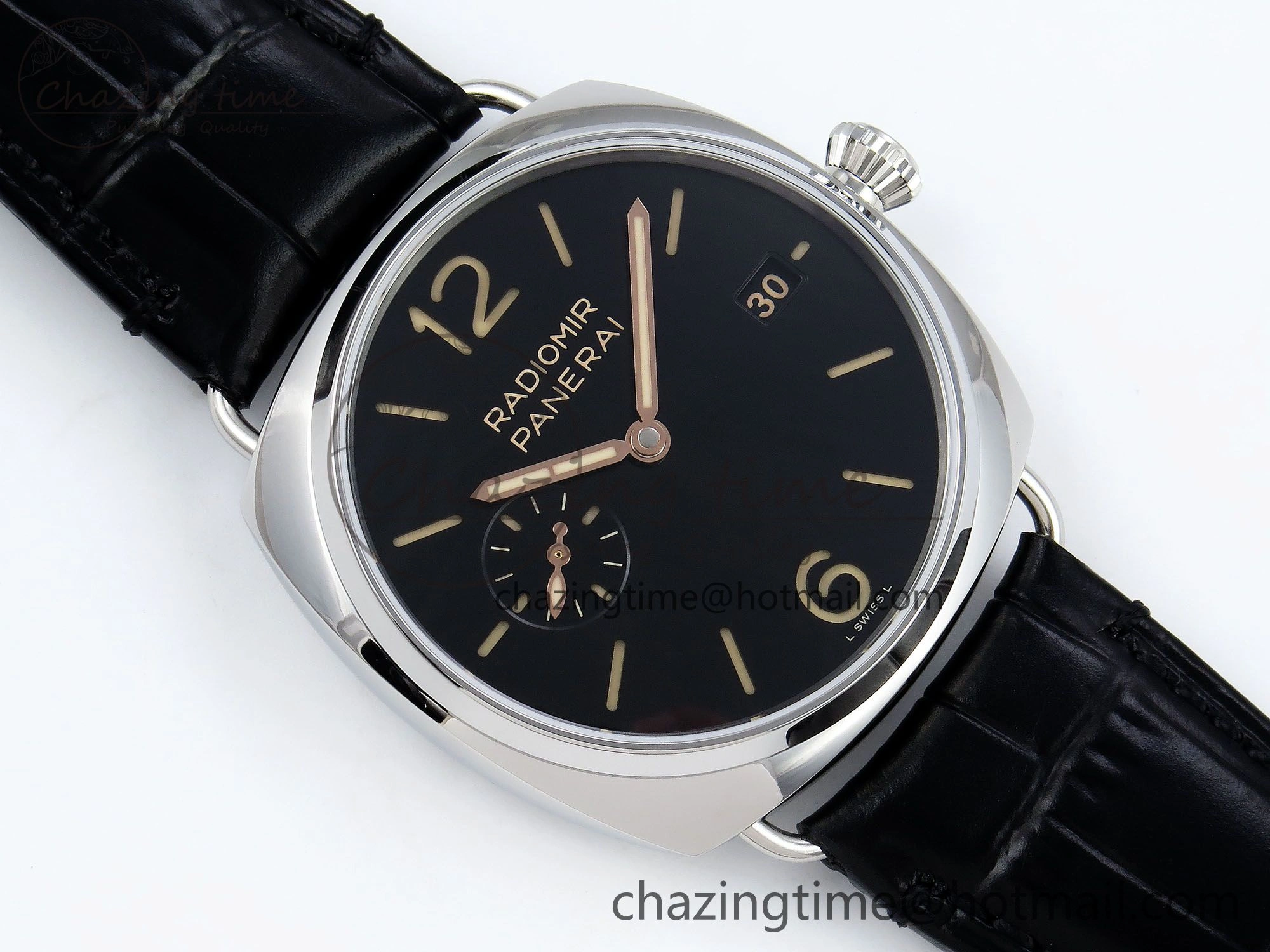 TopPick PAM1294 Radiomir 40mm VSF 1:1 Best Edition Black Dial on Black Leather Strap P 8316